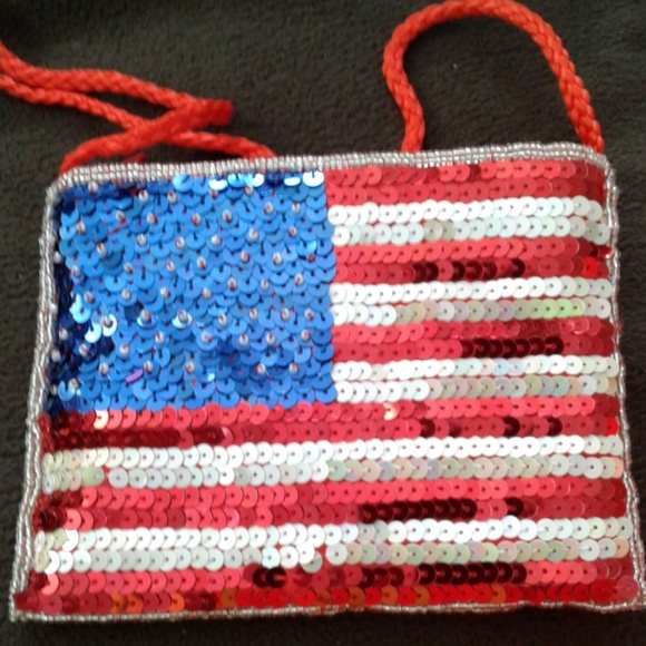 NIB.  Sequined red white and blue mini bag - Picture 3 of 7